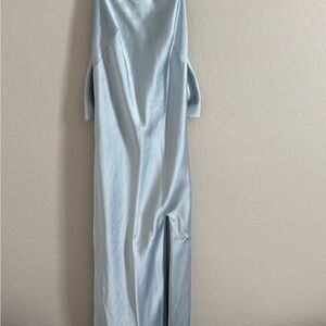 Revelry Light Blue Satin Maxi Dress